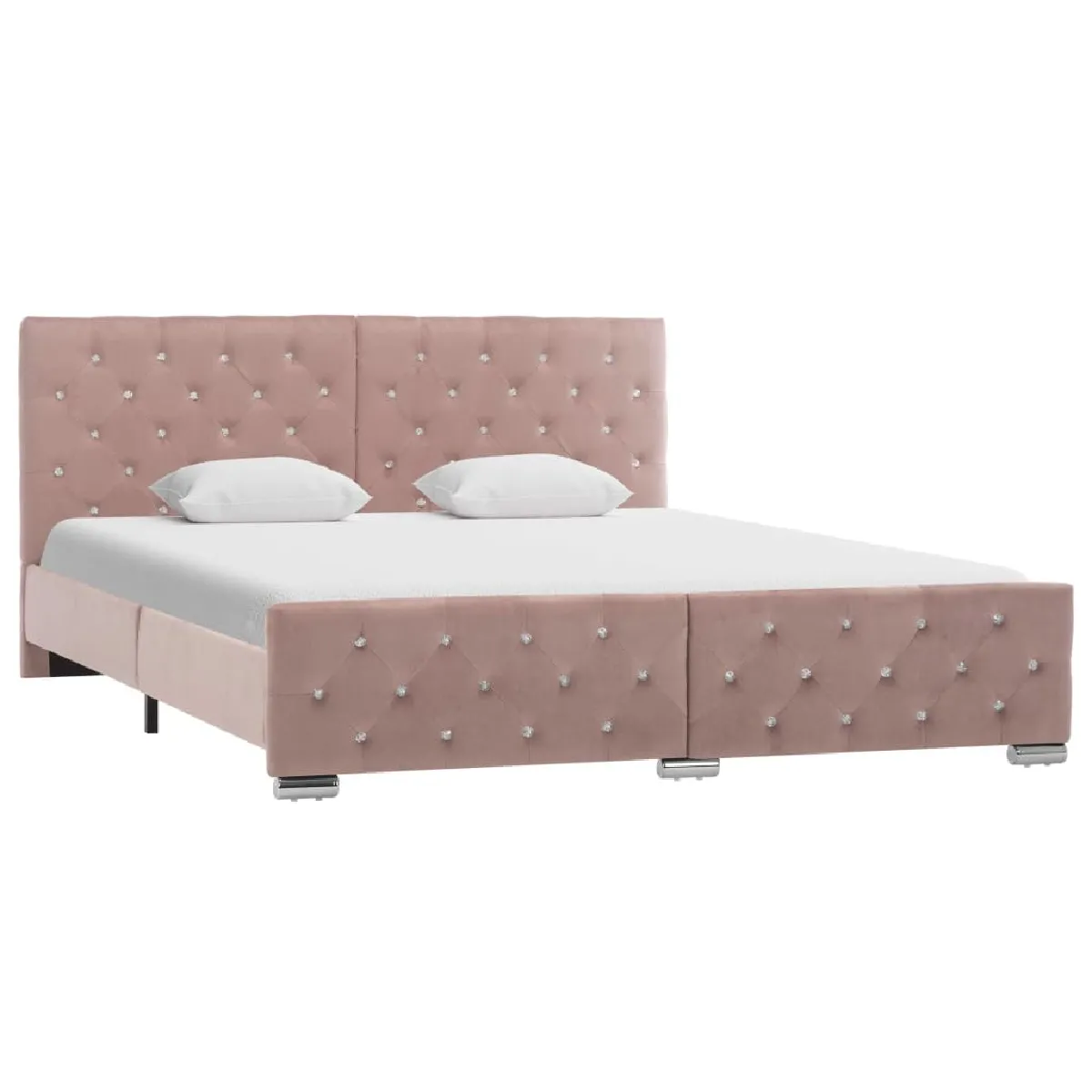 Lit adulte - Lit simple Cadre de lit,Structure du lit Contemporain Rose Velours 160x200 cm -MN35813