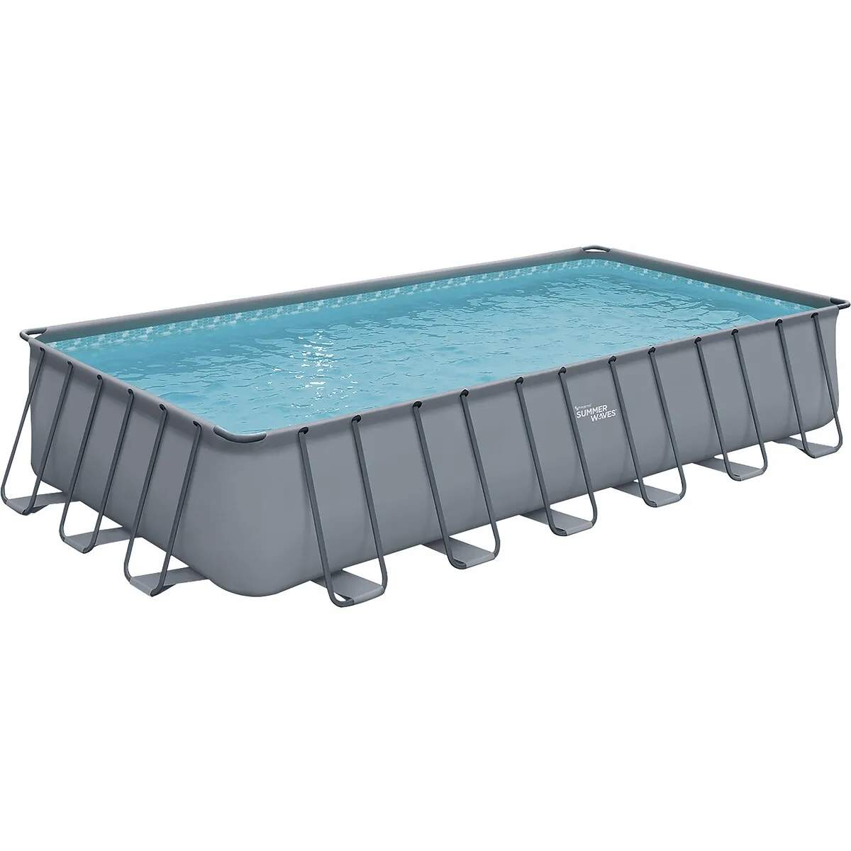 Piscine tubulaire grise - LUDO 5 - 7.32 x 3.66 x 1.32 m - sans filtration