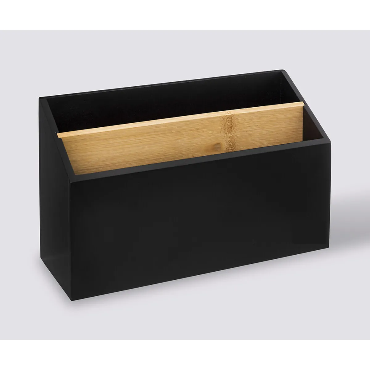 Organiseur de bureau, rangement de bureau en bois coloris noir - Longueur 25 x Profondeur 9 x Hauteur 16 cm