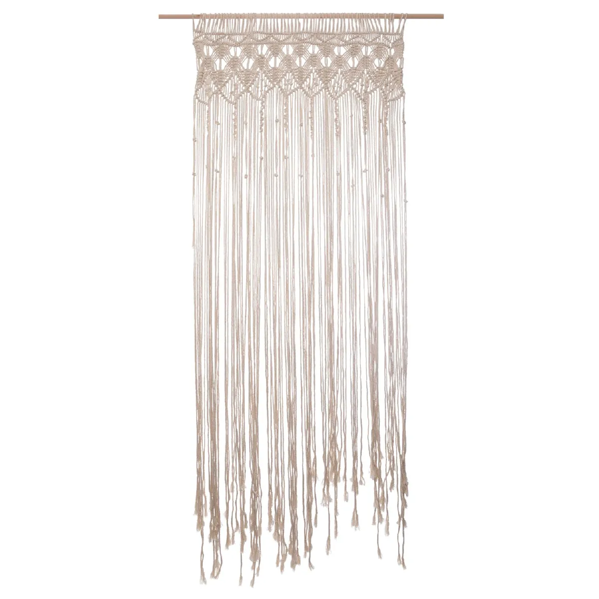 Rideau à fil design macramé Rituality - L. 90 x H. 200 cm - Beige