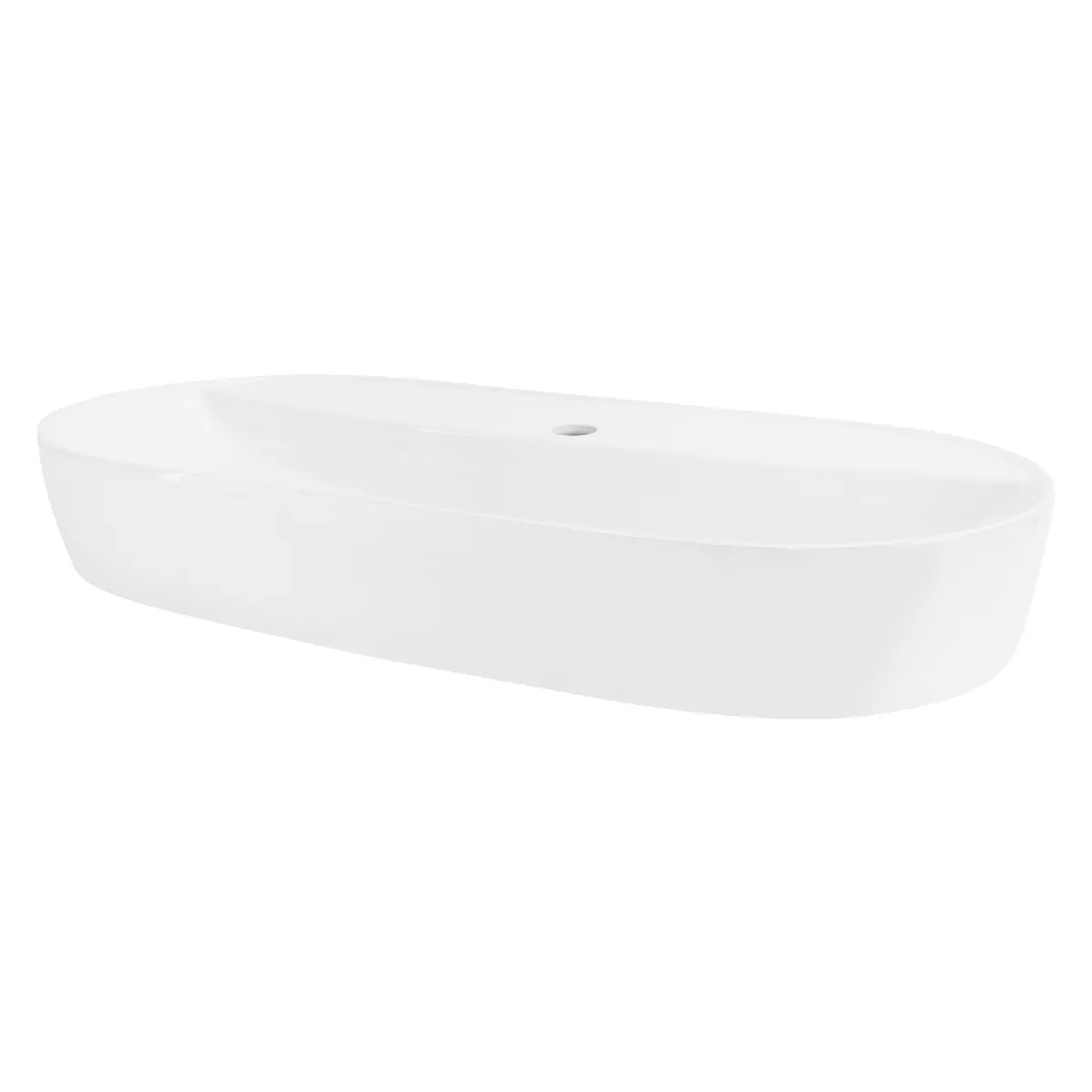 ML-Design Lavabo en Céramique Blanc Brillant 80 x 40 x 12 cm, Ovale, Vasque à Poser sur Table de Toilette, Lave-Mains pour la Salle de Bains / WC Invités, Design Minimaliste Moderne