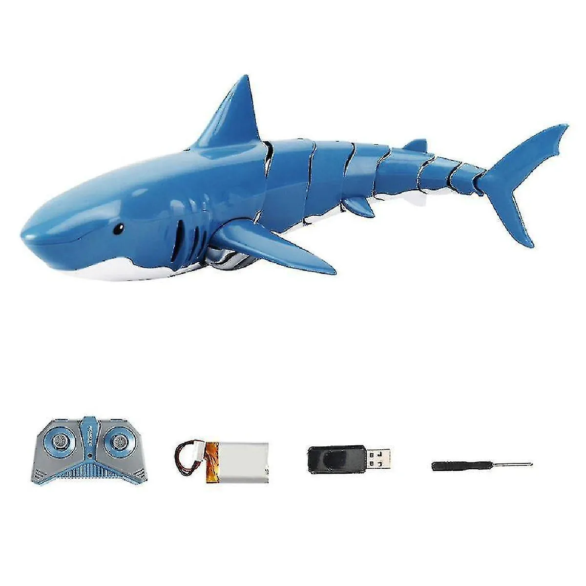 Hot 2.4g RC Shark Fish Boat Robot Radio Simulation Modèle étanche Modèle articulation requin de chargement flexible