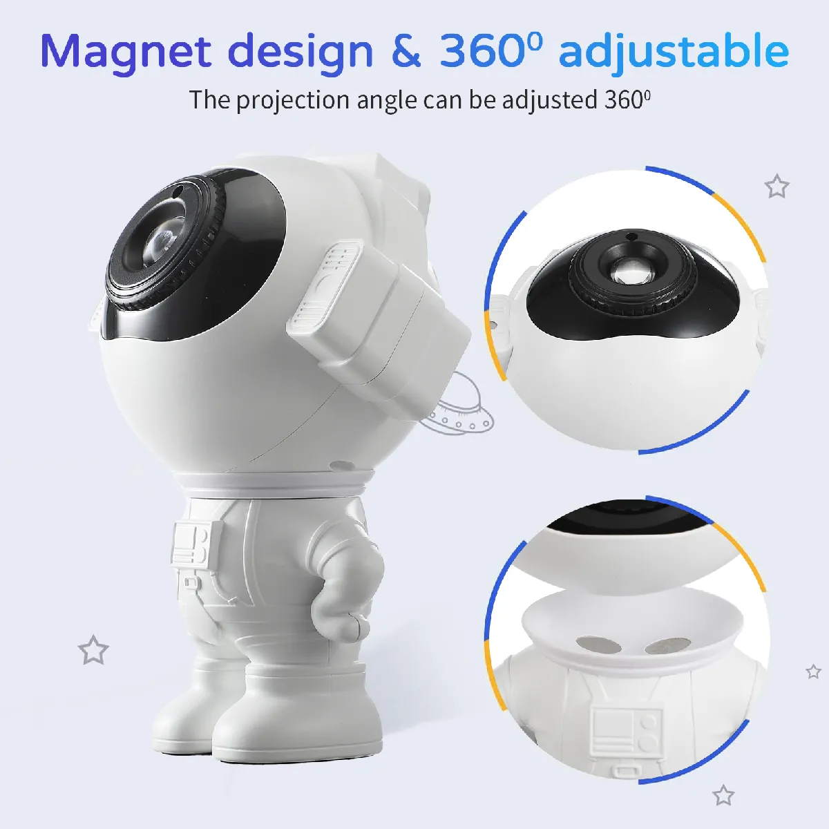 Lampe de projecteur Bluetooth - Veilleuse LED Enfant - lumière du ciel étoilé d'astronaute - Blanc