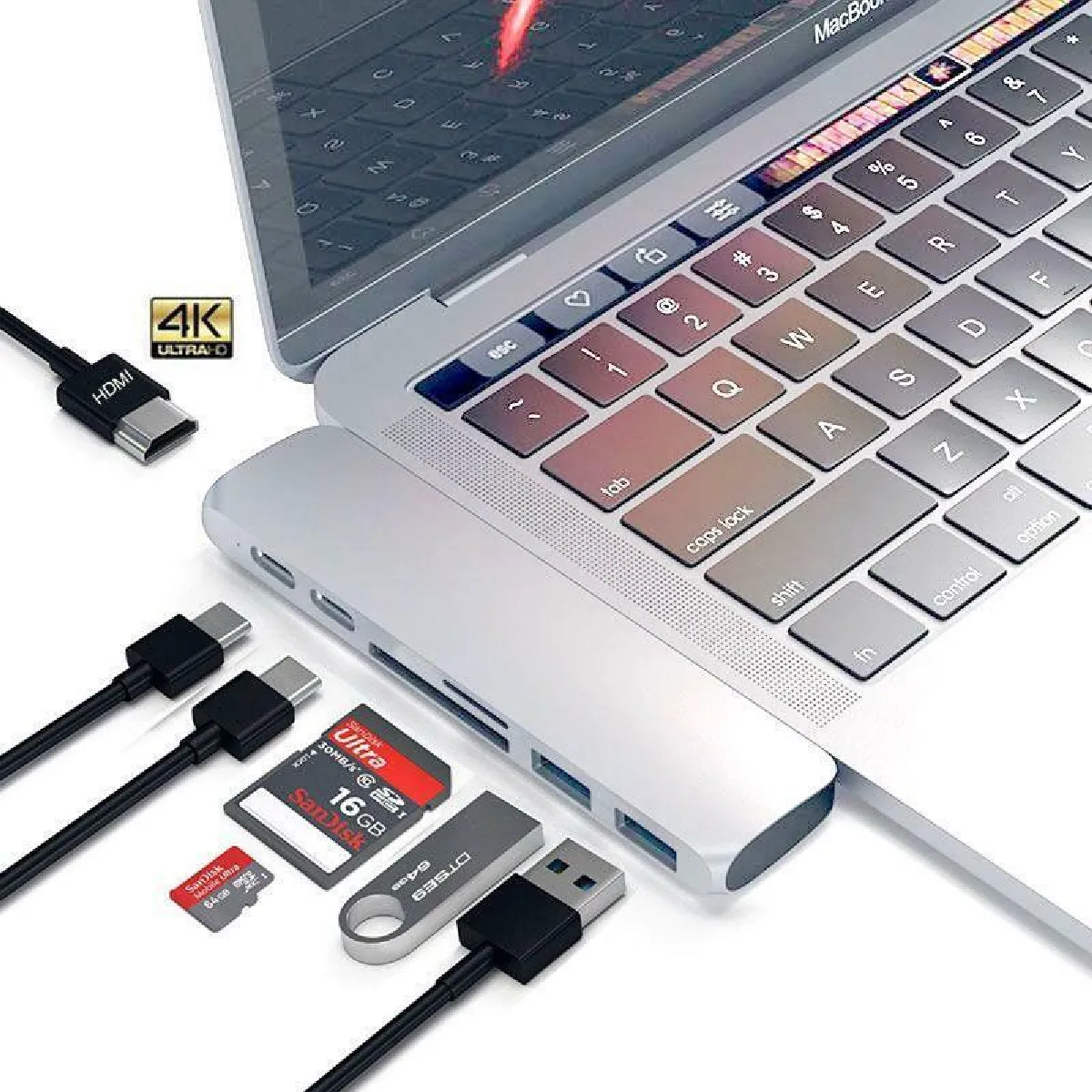 Adaptateur Hub USB Type-C 4K Thunderbolt 3.1 vers HDMI pour MacBook Pro/Air, sans câble