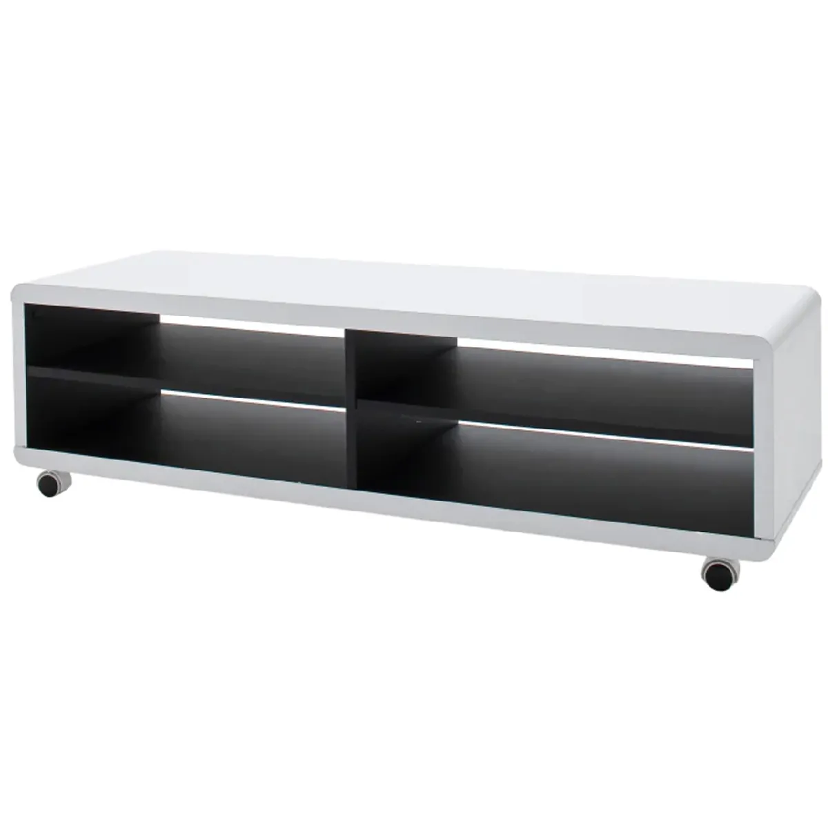 Meuble TV coloris blanc / noir - Longueur 120 x Hauteur 35 x Profondeur 39 cm