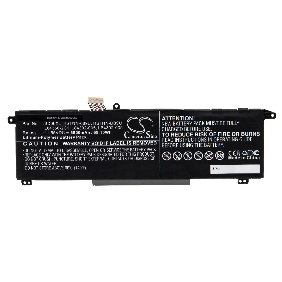 vhbw Batterie compatible avec HP Omen 15 2020, EK0000, EK0001TX, EK0004TX, EK0007TX ordinateur portable Notebook (5900mAh, 11.55V, Li-polymère)