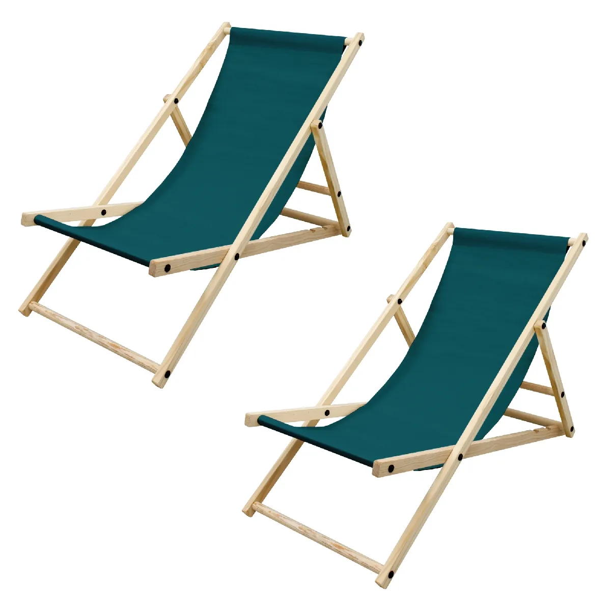 2x Chaise longue jardin pliante bain de soleil plage chilienne vert foncé 120 kg