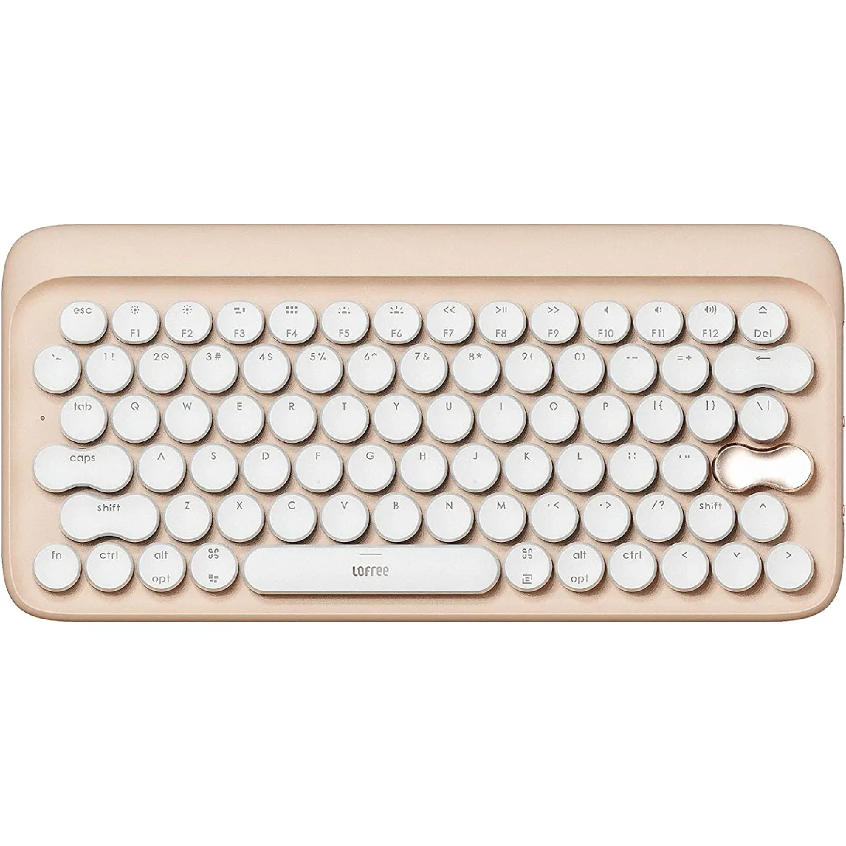 Clavier mécanique sans fil, clavier rechargeable USB sans fil/filaire 79 touches commutateurs bleus avec rétroéclairage LED blanc, clavier rétro rond pour Windows/Android/Mac/iOS, thé au lait