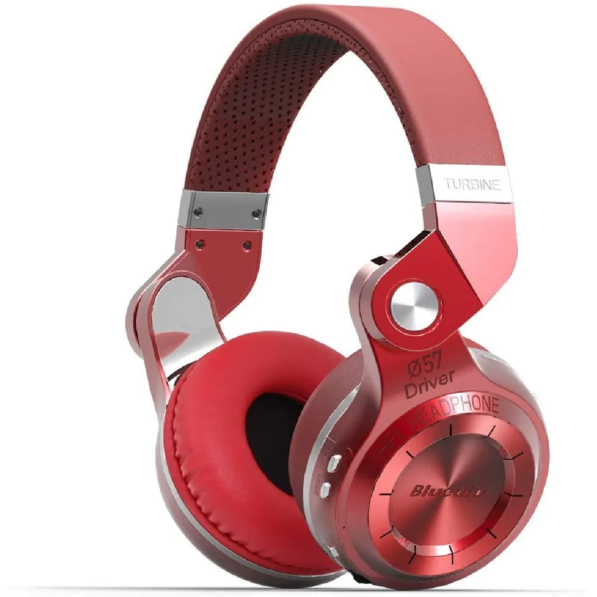 Casque Bluetooth 5.0 stéréo sans fil Chronus T2S, filaire/rotatif/fonction cloud/commande vocale, écouteurs Bluetooth à basses lourdes de 57 mm sur l'oreille(rouge)