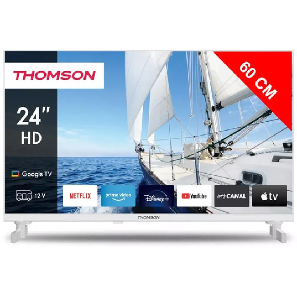 TV LED 60 cm 24HG2S14CW - Google TV - 12Volt - Blanc