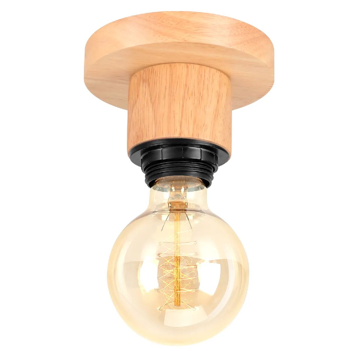 Plafonnier Rétro Lampe De Plafond Simple D'Intérieur Luminaire Plafonnier En Bois E27 Pour Couloir De Cuisine De Chambre À Coucher