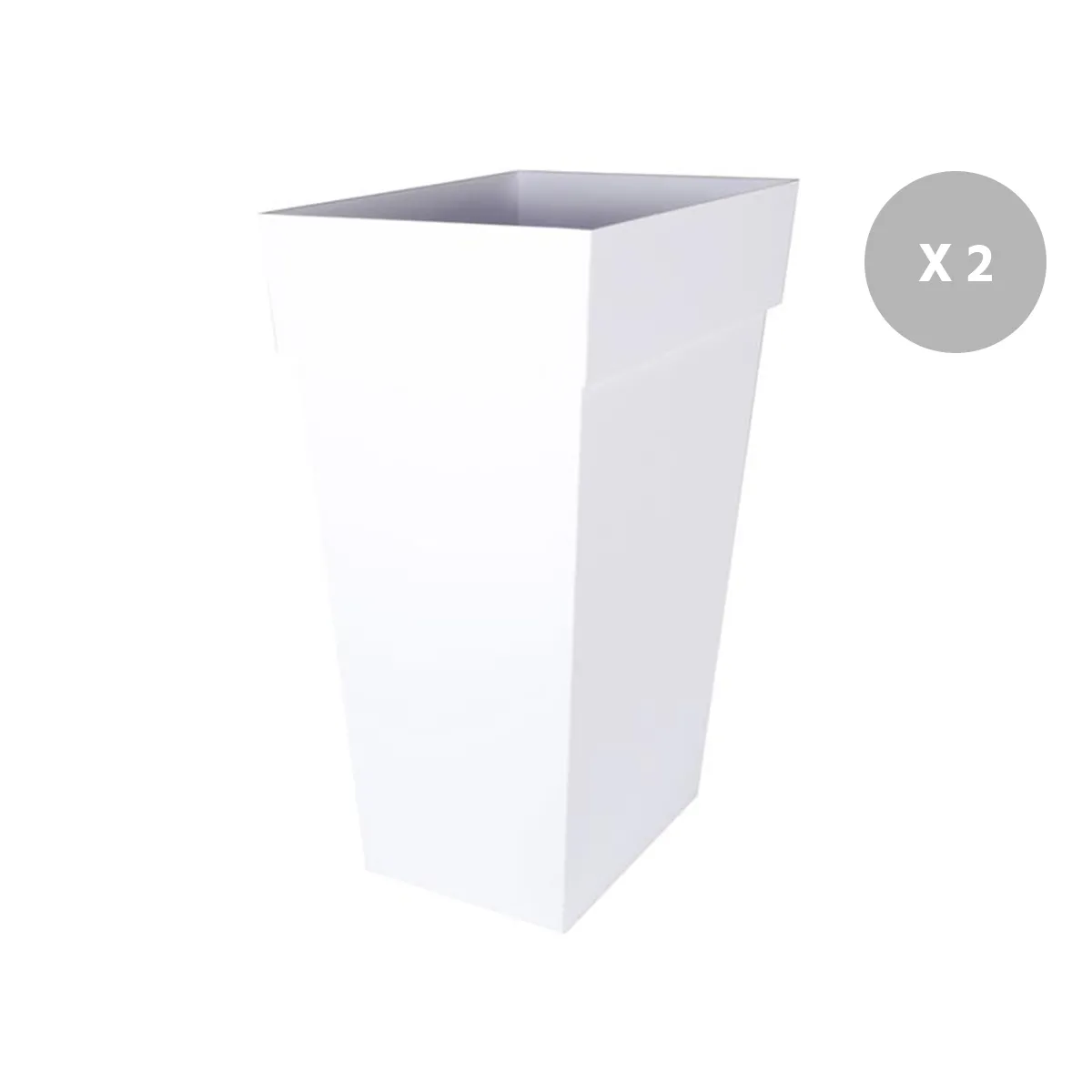 Lot de 2 pots de fleur carré Toscane 43 x H.80 cm - Blanc