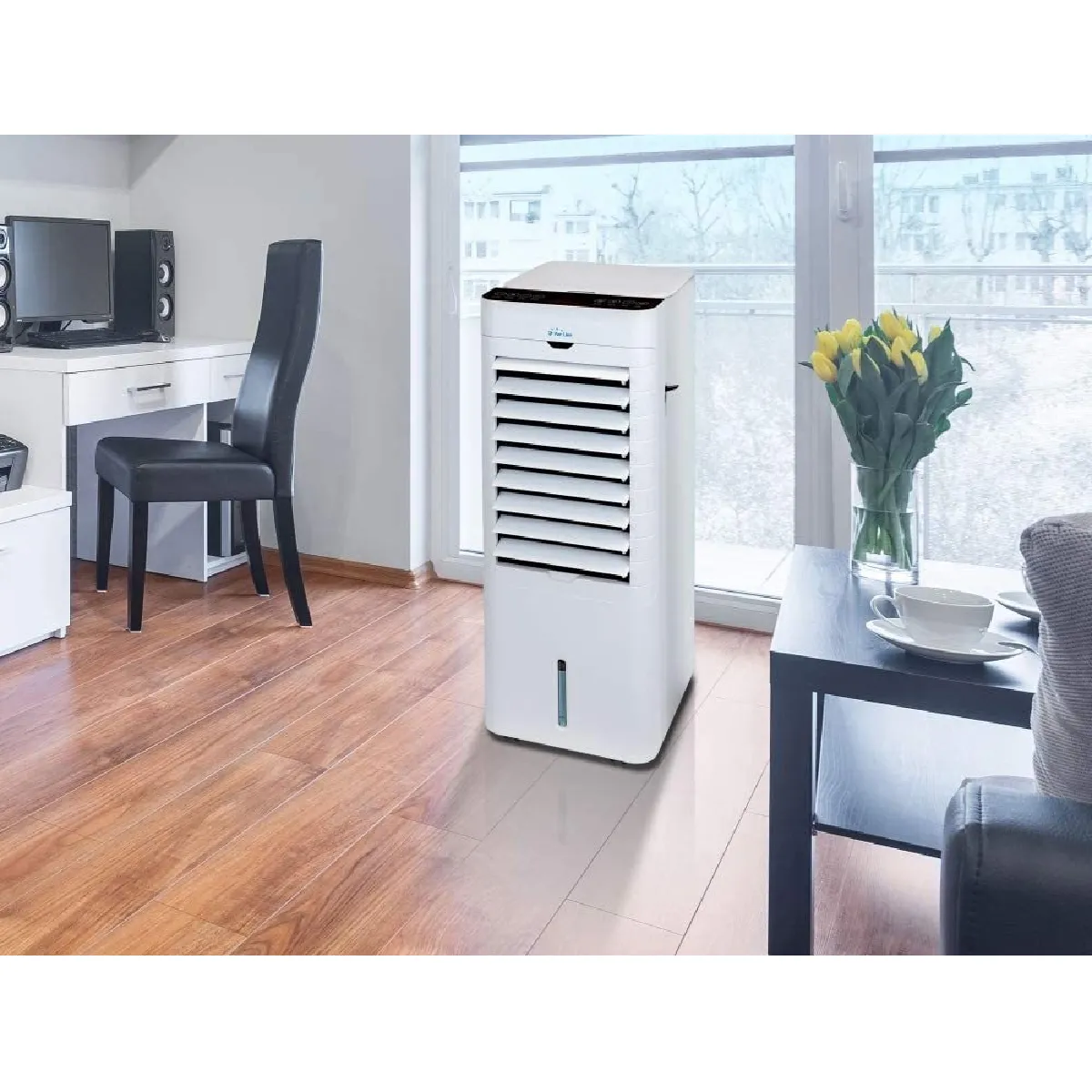 Rafraîchisseur d'air réversible 2 en 1 de 4,5L avec minuterie 75W 2000W blanc