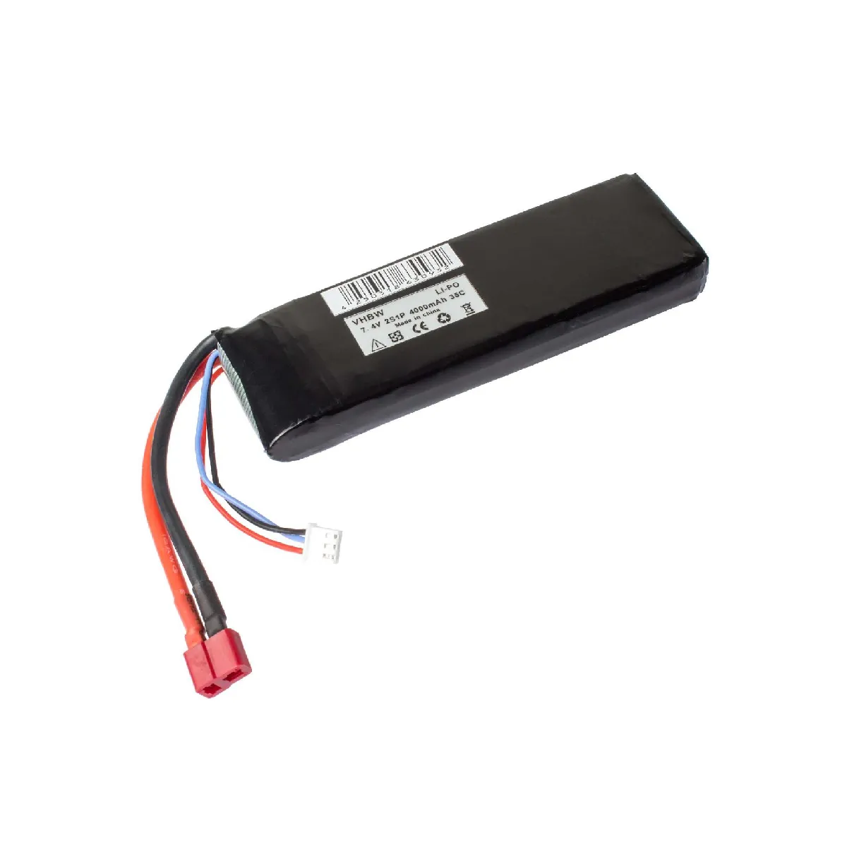 Batterie Li-Polymer LiPo 4000mAh 7.4V pour modélisme RC - divers modèles réduits : voitures de course, hélicoptères, avions, bateaux etc.