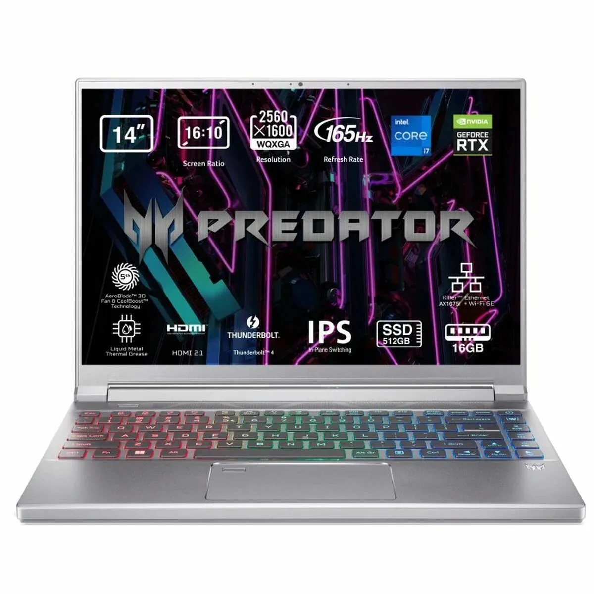 Ordinateur Portable Acer Predator Triton 300 SE PT314-52s-76F0 Espagnol Qwerty i7-12700H 512 GB SSD 14" 16 GB RAM