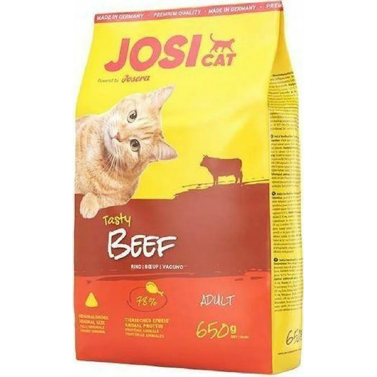 JosiCat Tasty Beef (7 x 650 g) - Croquettes pour chat au boeuf - Développé par JOSERA - Nourriture Premium pour chat adulte - Lot de 7 sachets