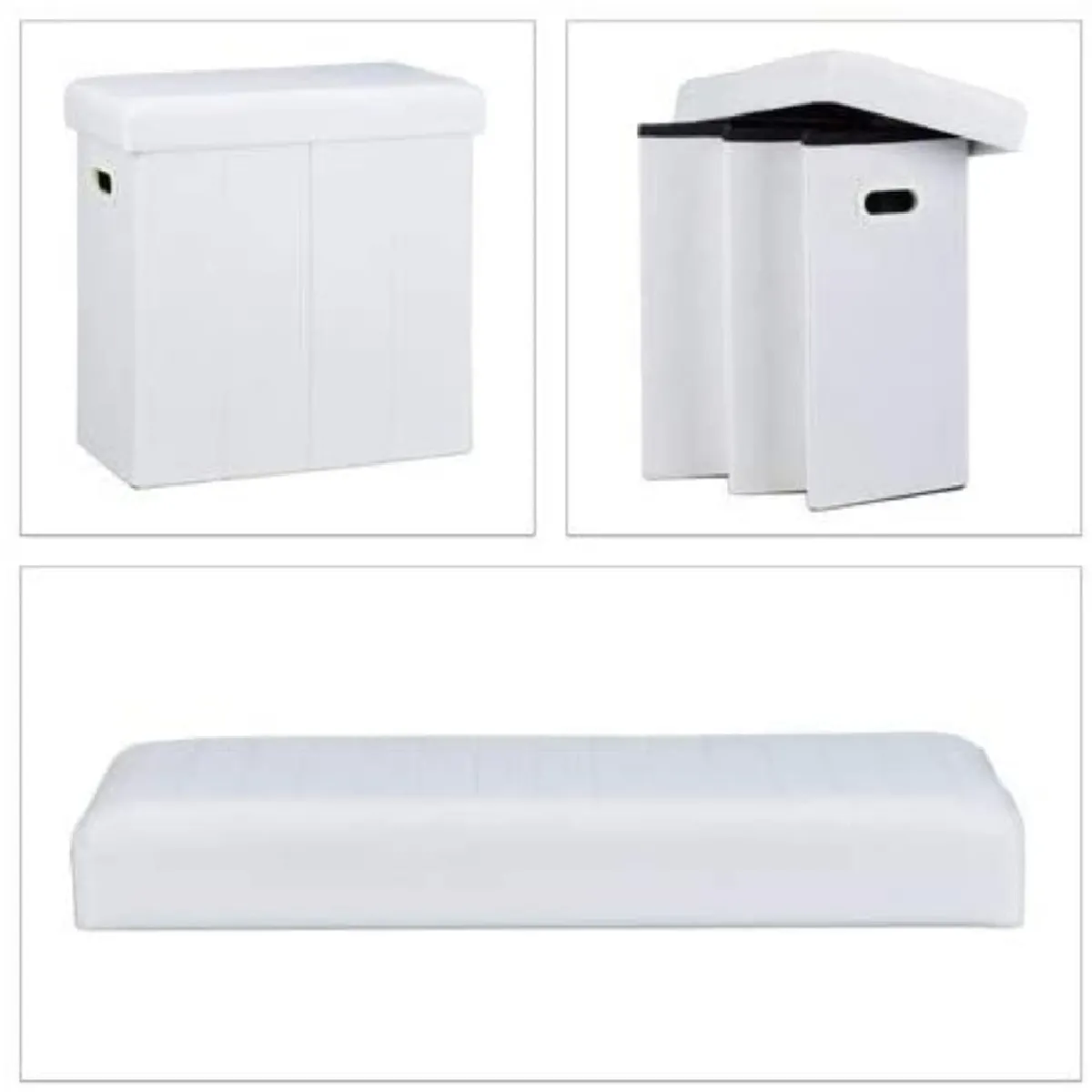 Tabouret banc banquette pouf de rangement pliable pliant 50 litres blanc 13_0002776