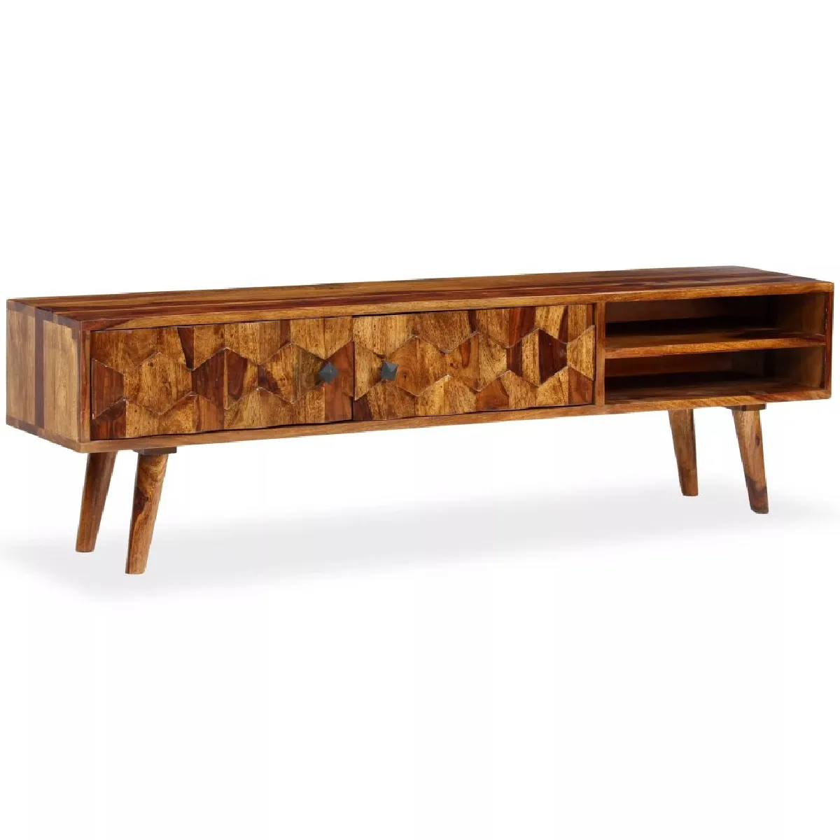 Meuble télé buffet tv télévision design pratique bois massif de sesham 140 cm 2502180