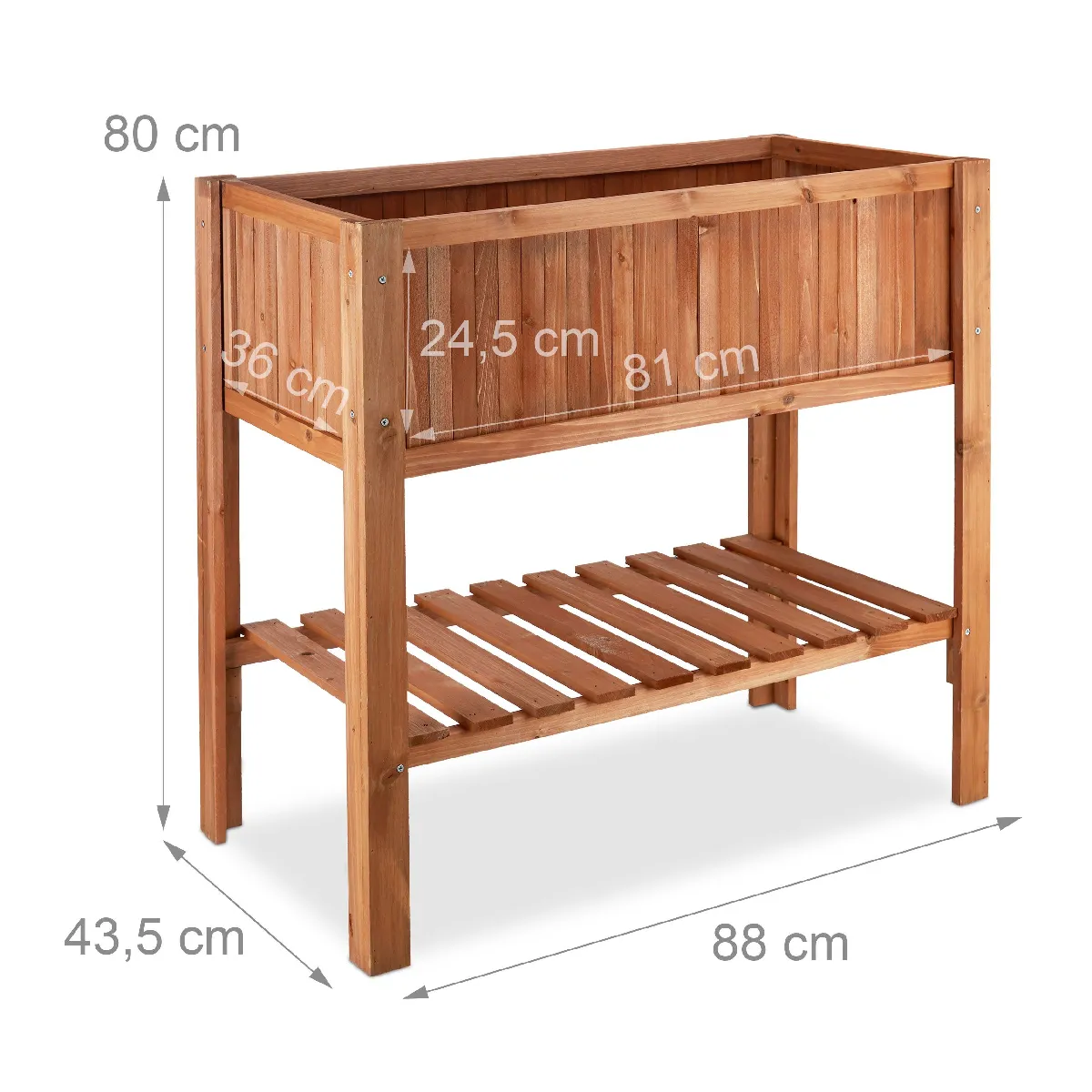 Potager rangement jardinière bac sur pied 4 pied en bois de sapin 88 cm 13_0002307