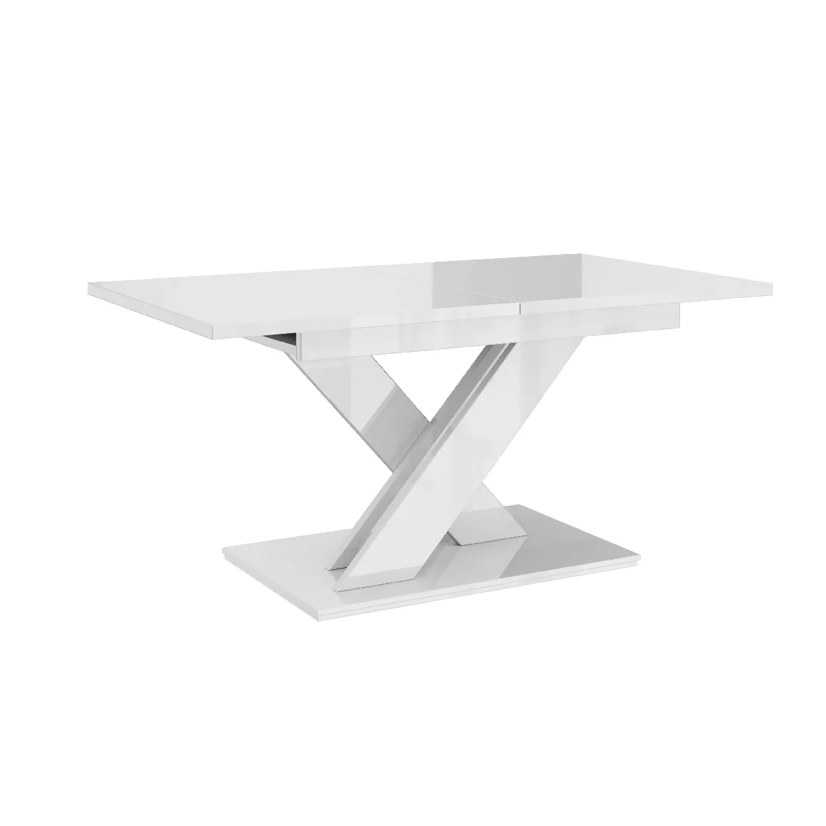 TABLE A MANGER EXTENSIBLE BRUCE - BLANC LAQUE 140-180 CM