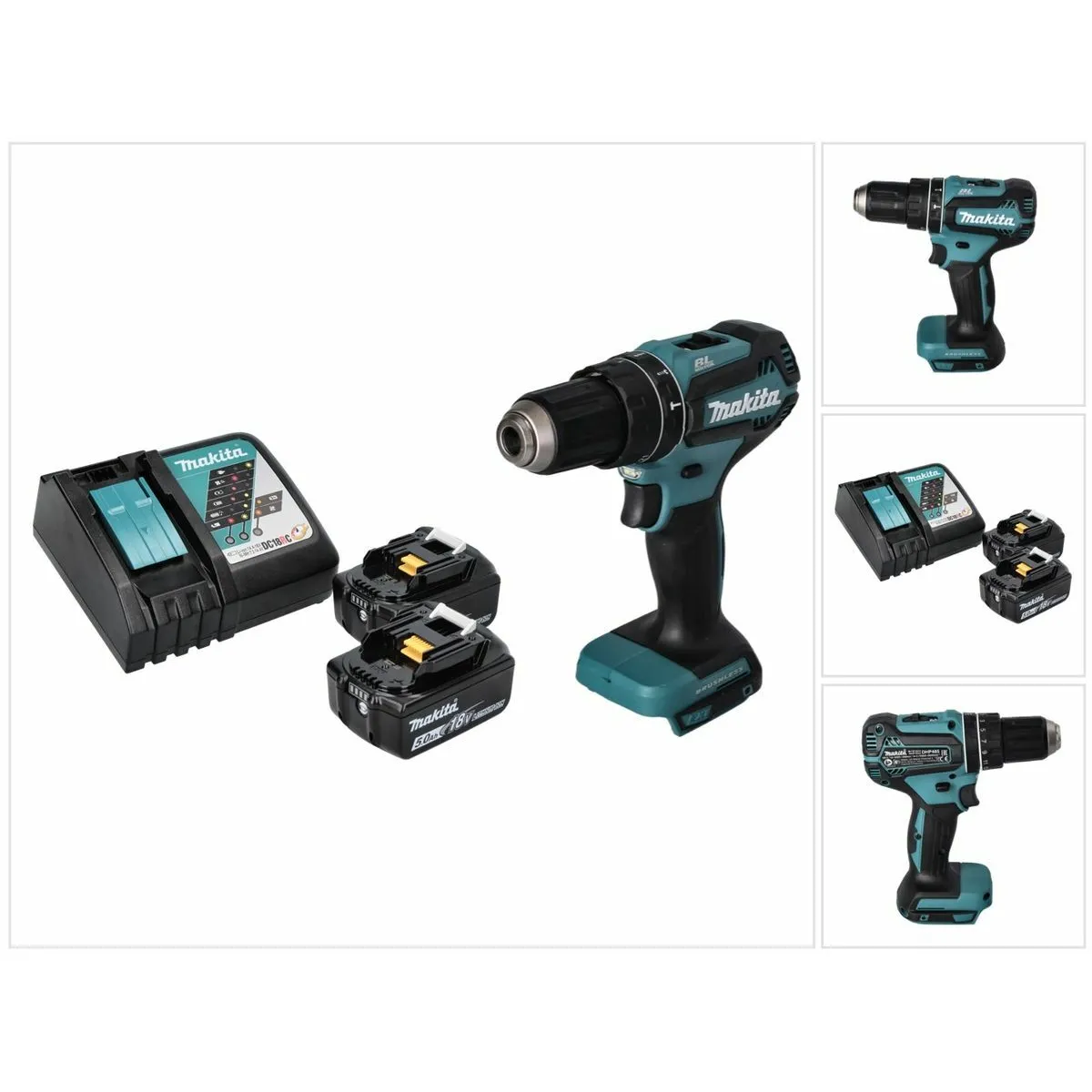 Makita DHP 485 RT Perceuse-visseuse à percussion sans fil 18 V 50 Nm Brushless + 2x Batteries 5,0 Ah + Chargeur