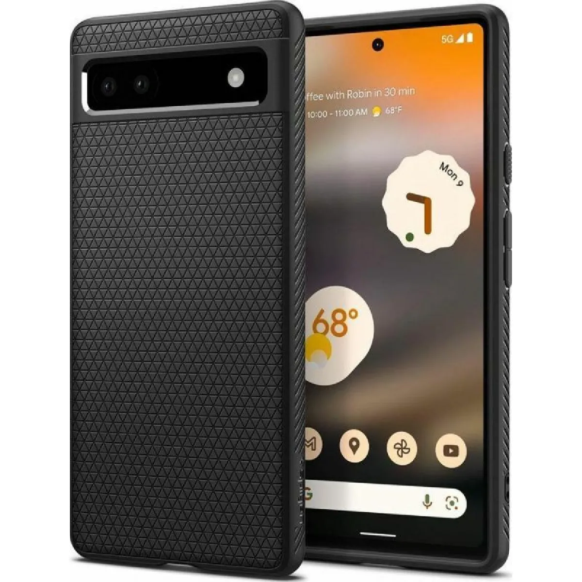 Spigen Liquid Air Coque Compatible avec Google Pixel 6a - Noir Mat