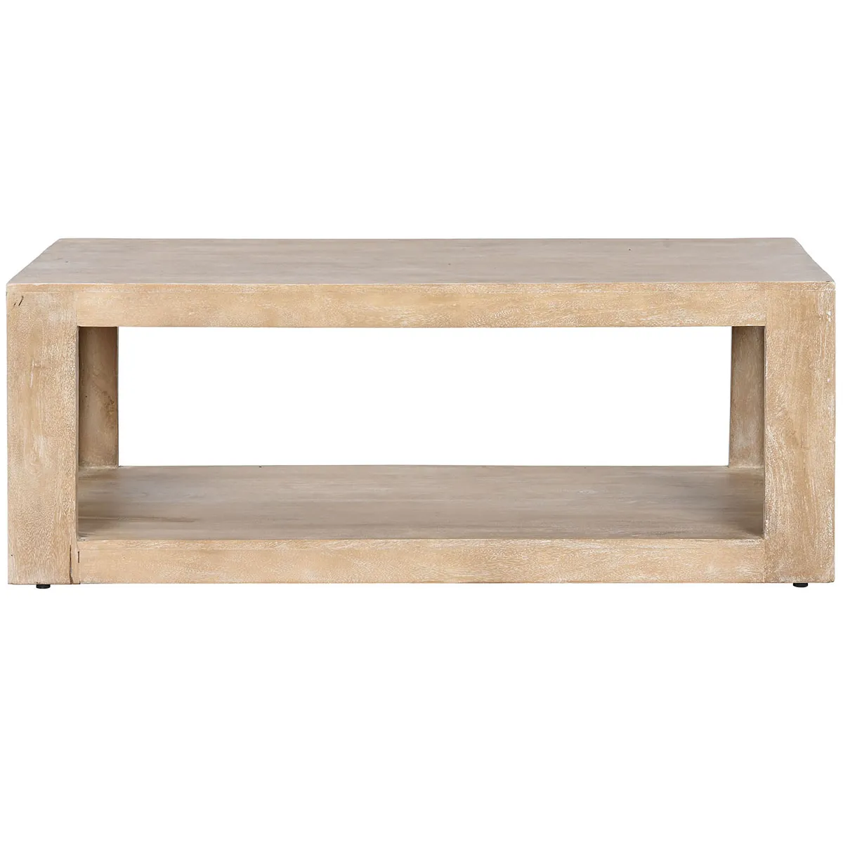 Table basse, table de salon en bois massif coloris naturel - longueur 120 x profondeur 58 x Hauteur 45 cm