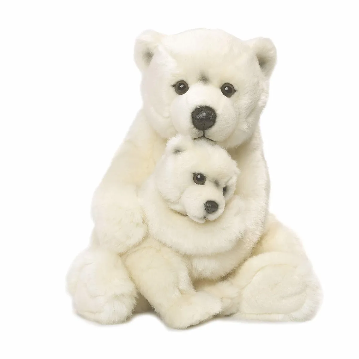 Wwf - 15187007 - Peluche - Maman Ours Polaire avec Bébé - 28 cm