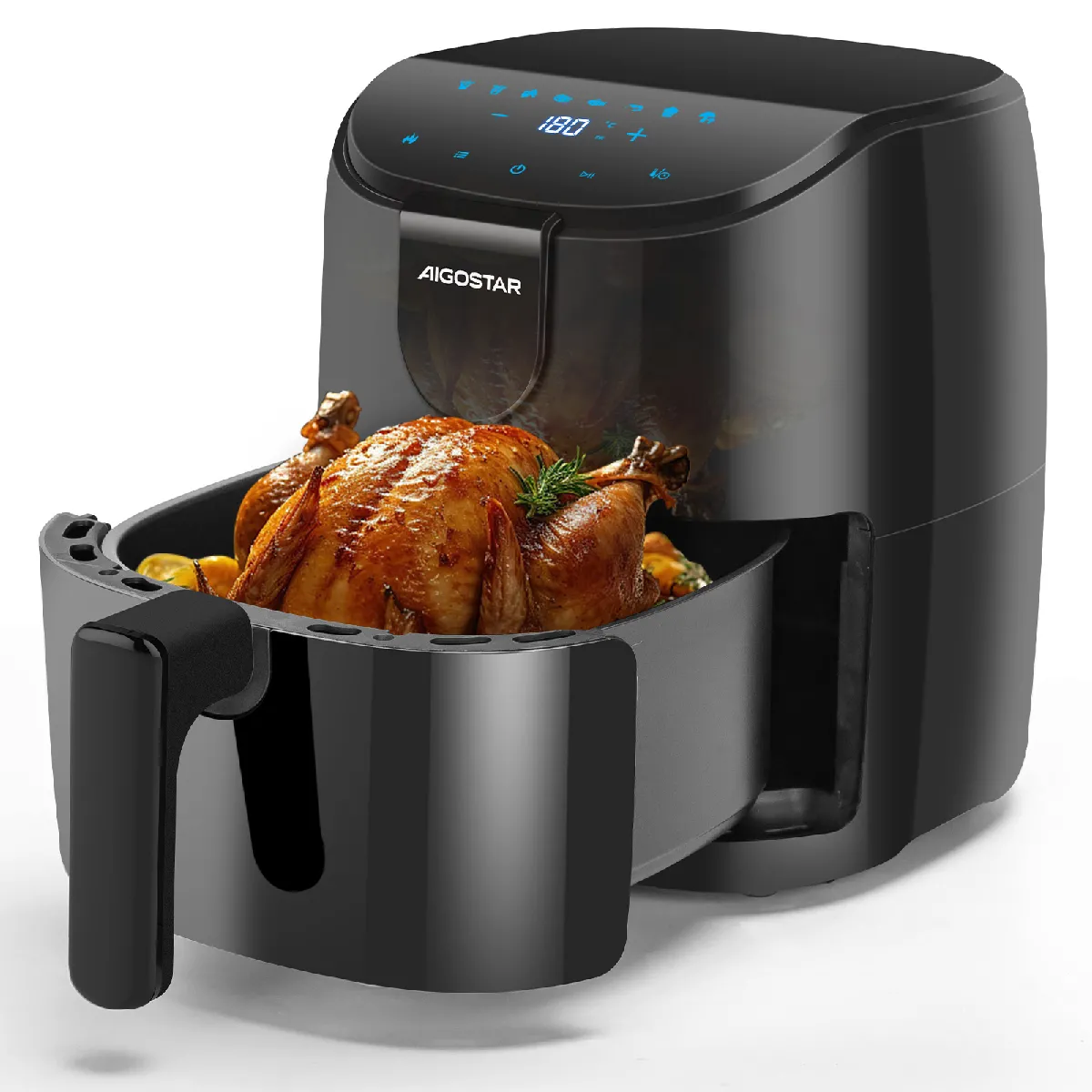 Hayden X - Friteuse à air 9 en 1. Air Fryer 1500W 4L avec minuteur de 60 minutes et écran LED, température réglable de 40°C à 200°C. Moins d'huile et sans fumée, panier antiadhésif.