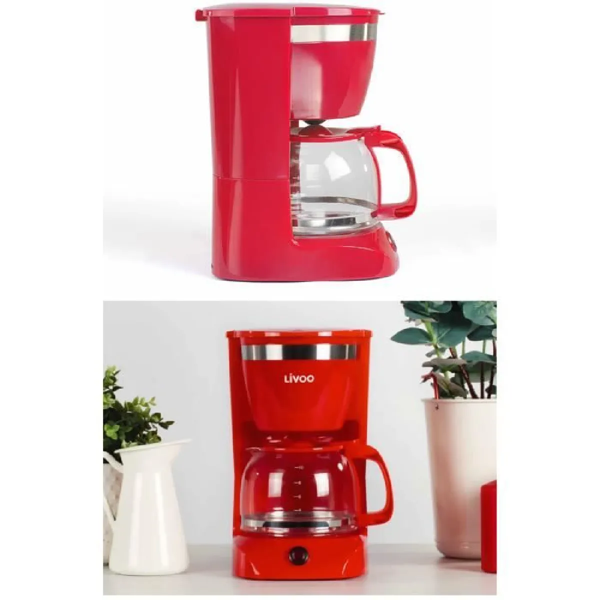 Cafetière Electrique 800W 12-tasses-Classique ROUGE haute qualité