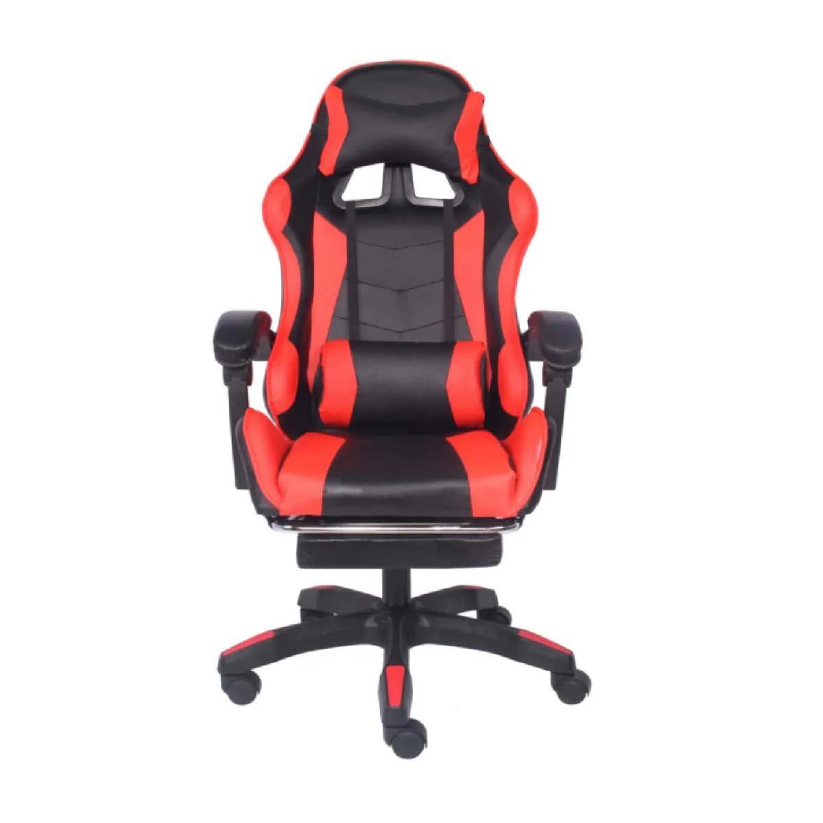 Chaise de gaming massante noire et rouge avec repose pieds ULTIM