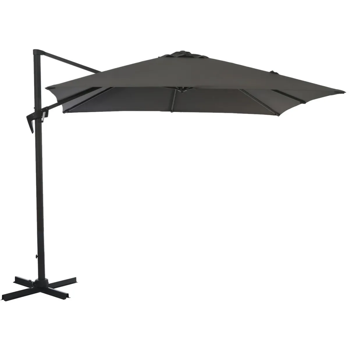 Parasol déporté carré en aluminium 3x3m Roma gris.