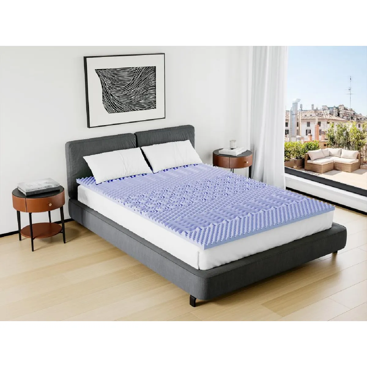 Surmatelas 140 x 190 cm mémoire de forme 7 zones aux extraits de lavande ép.5cm - ANESI de NATUREA