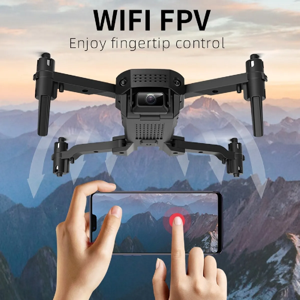 H1 mini drone caméra 4K HD 1080p wifi caméra FPV drone RC drone hautement pliable RC quadricoptère Dron M73 E88 -(Le noir)