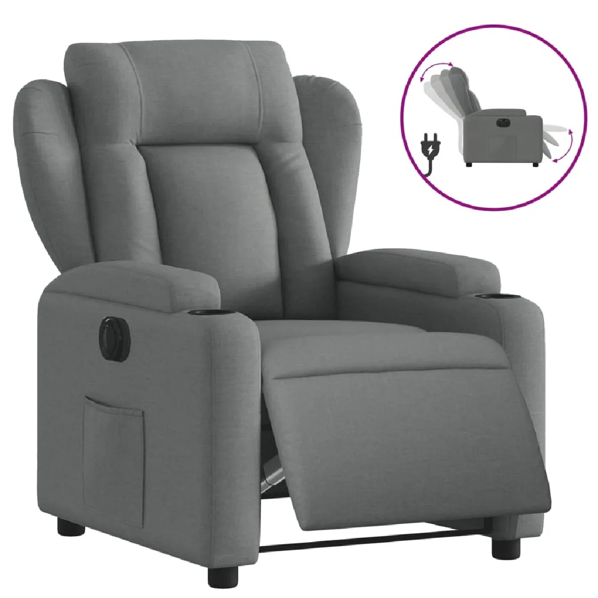 Fauteuil Relax pour salon, Fauteuil inclinable électrique Gris foncé Tissu -GKD76131