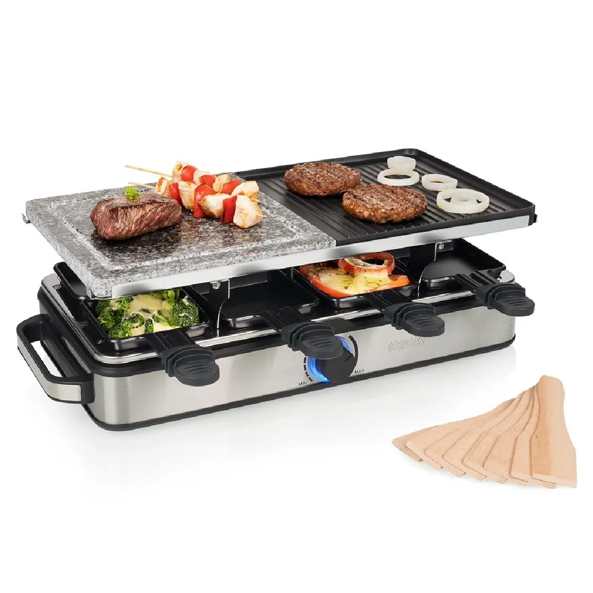 appareil à raclette pour 8 personnes multifonctions 1400W gris noir