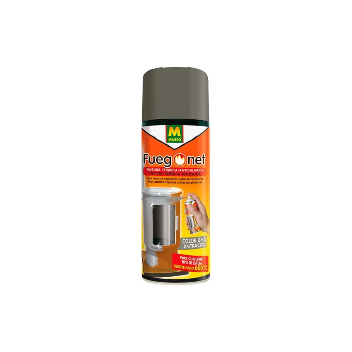 Peinture haute température MASSO - 400ml - Gris - 06568