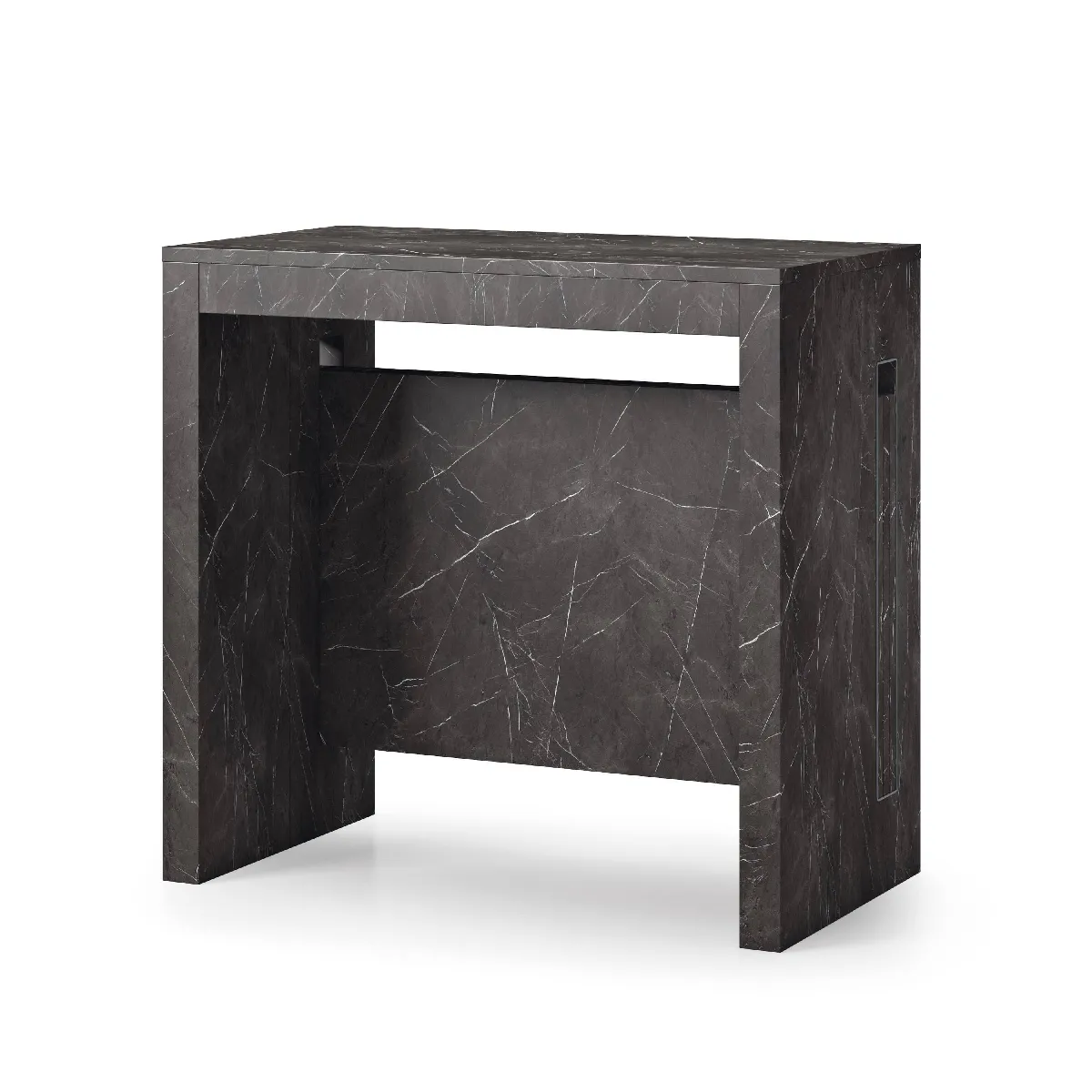 Table de salle Ã manger extensible, console extensible, table moderne avec rallonges, 100% Made in Italy, cm 80x44 / 186h76, couleur marbre noir