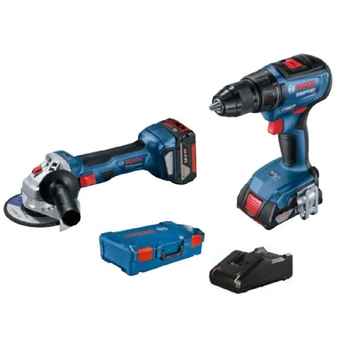 Bosch - Pack Meuleuse d'angle et perceuse visseuse à percussion 18V (5,0 Ah et 2,0 Ah) Li-Ion - 0615990M47