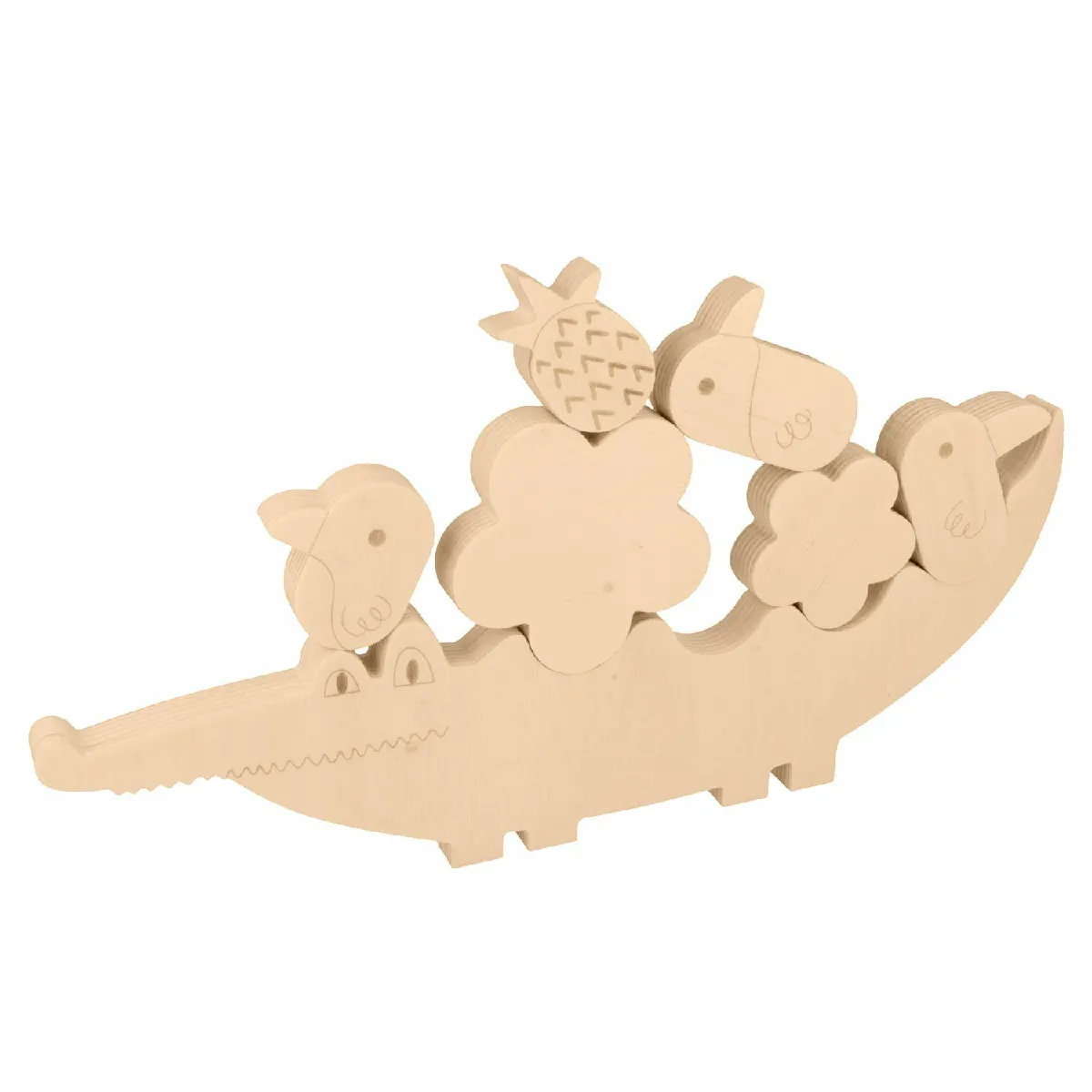 Jeu d'équilibre en bois crocodile