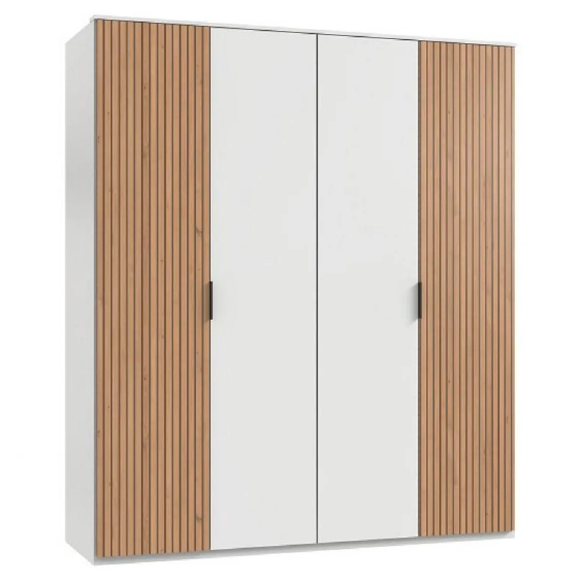 Armoire blanc 4 portes BLEND 2 portes aspect clayettes imit. chêne artisan