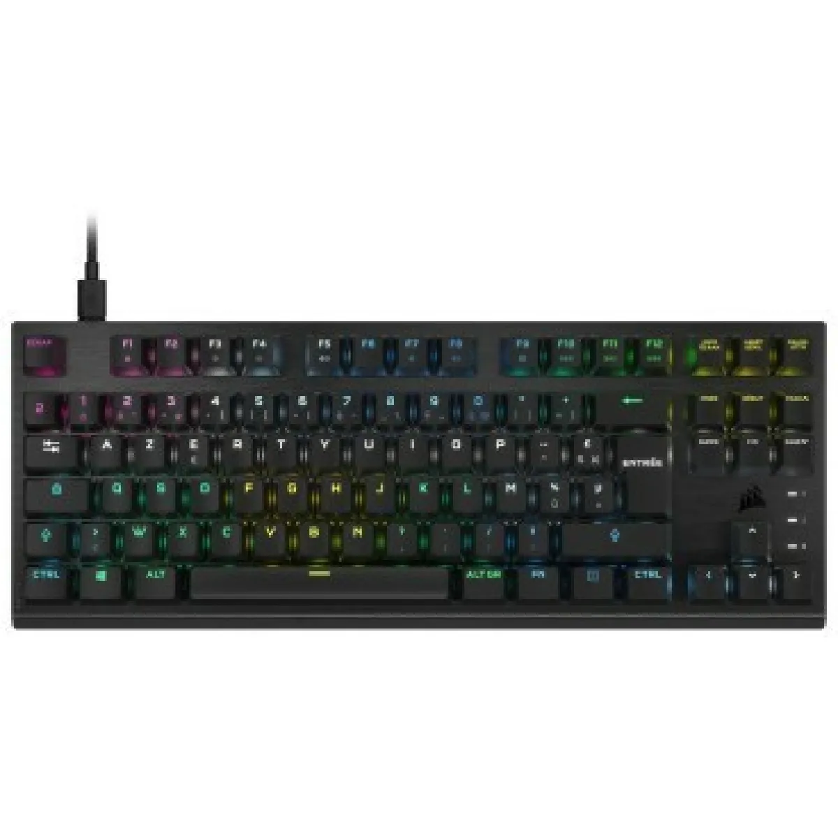 Clavier Gaming optique-mécanique - AZERTY - CORSAIR - K60 PRO TKL - Sans Pavé Numérique - Rétroéclairé RGB - Noir (CH-911D