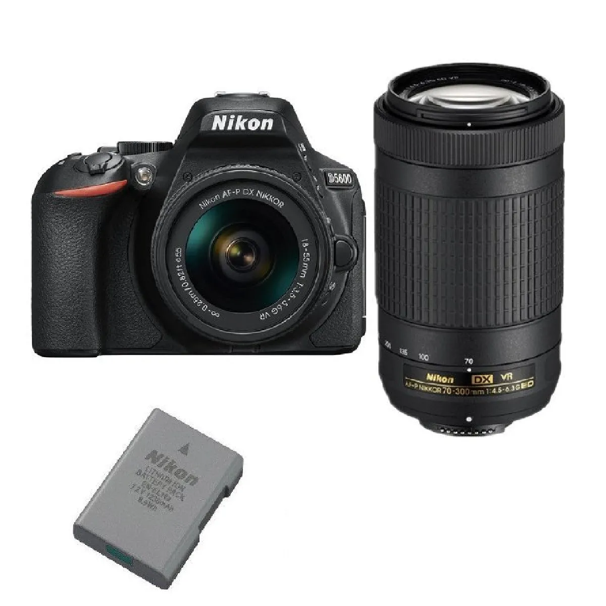 NIKON D5600 TWIN KIT AF-P 18-55MM F3.5-5.6G VR AF-P 70-300MM F4.5-6.3 ED VR DX (20062) + EN-EL14A Battery