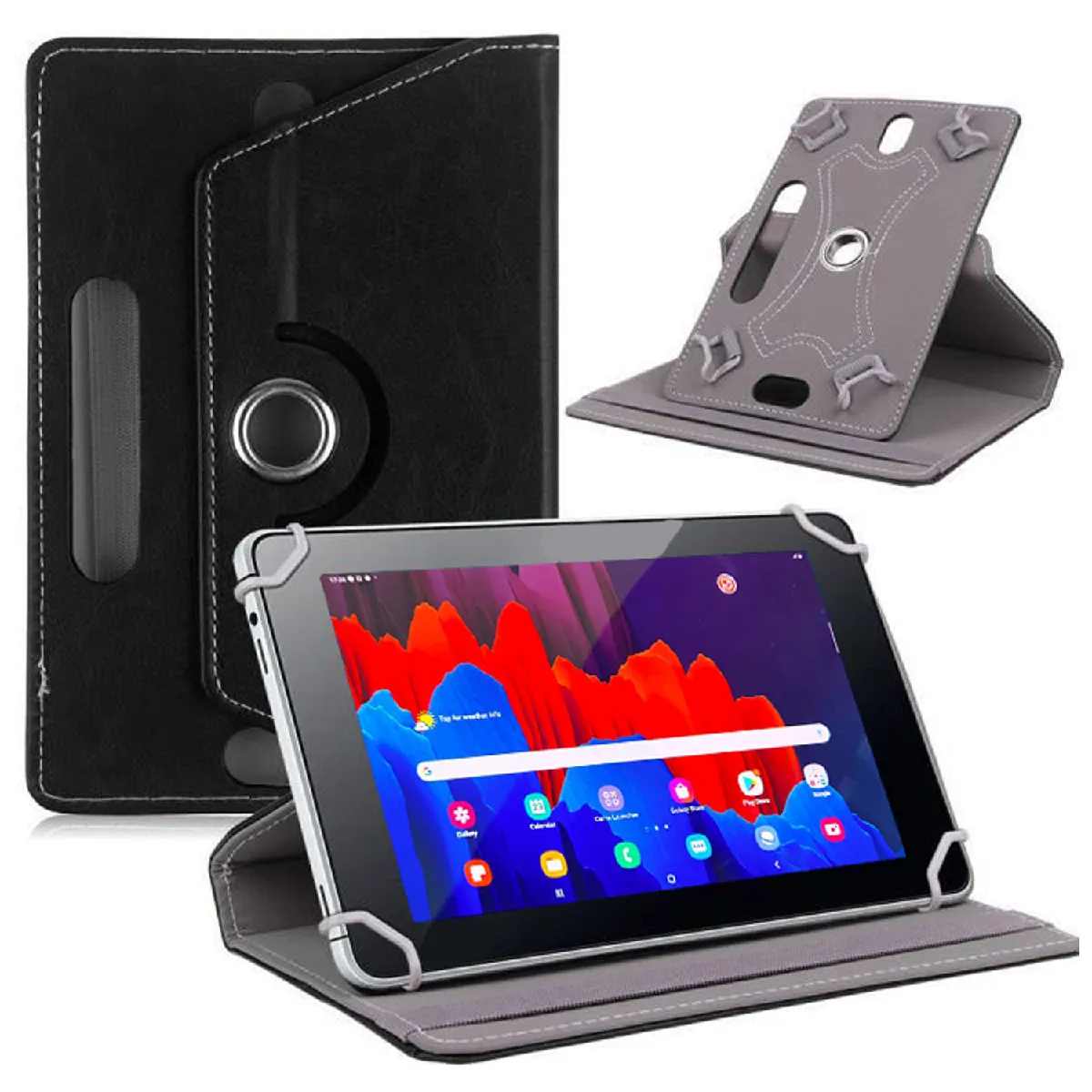 Etui rotatif en simili cuir pour iPad Air (A1474/A1475/A1476) 9.7" - Noir - Visiodirect -