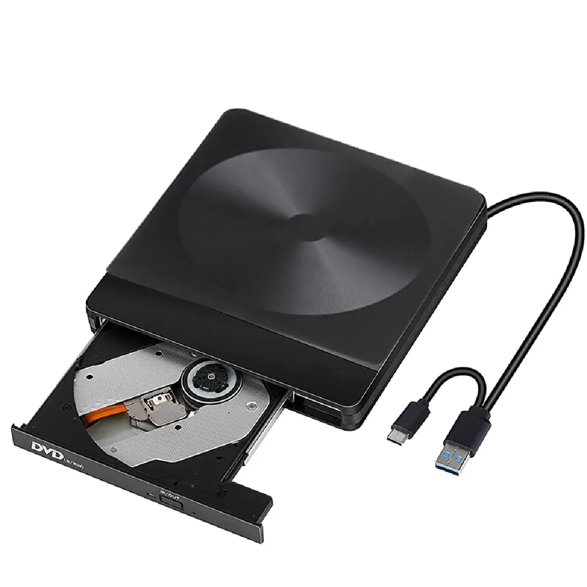 Lecteur de disque externe, USB C 3.0 et Type-C Lecteur CD DVD externe pour MacBook Windows Ordinateur portable Ordinateur de bureau Ordinateur portable