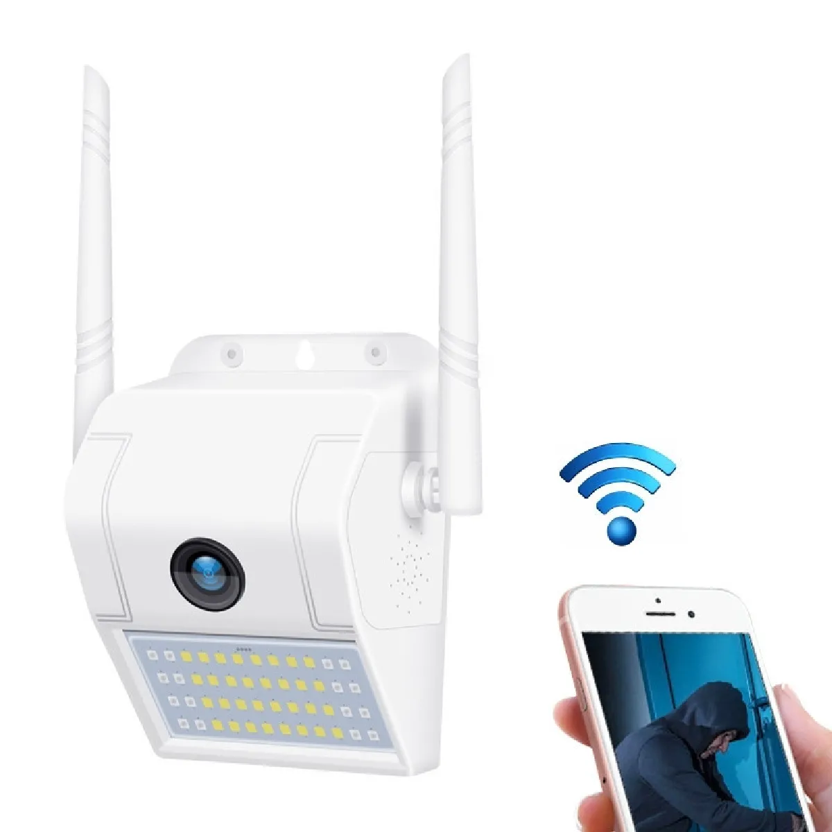 Caméra IP WiFi DP11 2 mégapixels Applique murale IP solaire sans fil étanche extérieureprise en charge de la vision nocturne multiple et de la surveillance à distance du téléphone mobile et de l&39interphone vocal et de la détection de mouvement / alarme