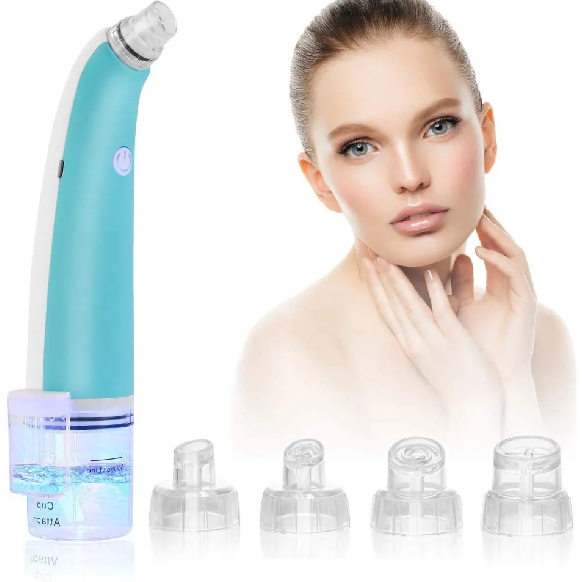 Aspirateur de Point Noirs, Newday Extracteur de Comédons Nettoyant de Pores Rechargeable Appareil de Beauté du Visage, 4 Sondes et 3 Modes Nettoyant portable à bulles pour le visage