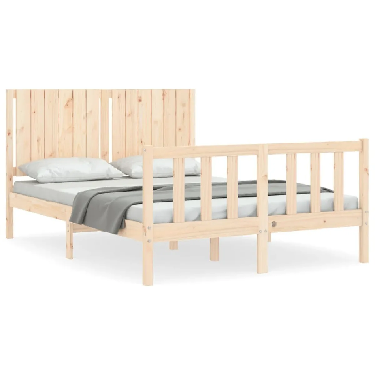 Cadre/structure de lit avec tête de lit pour adulte - Lit Moderne Chambre 140x190 cm bois massif -MN41708