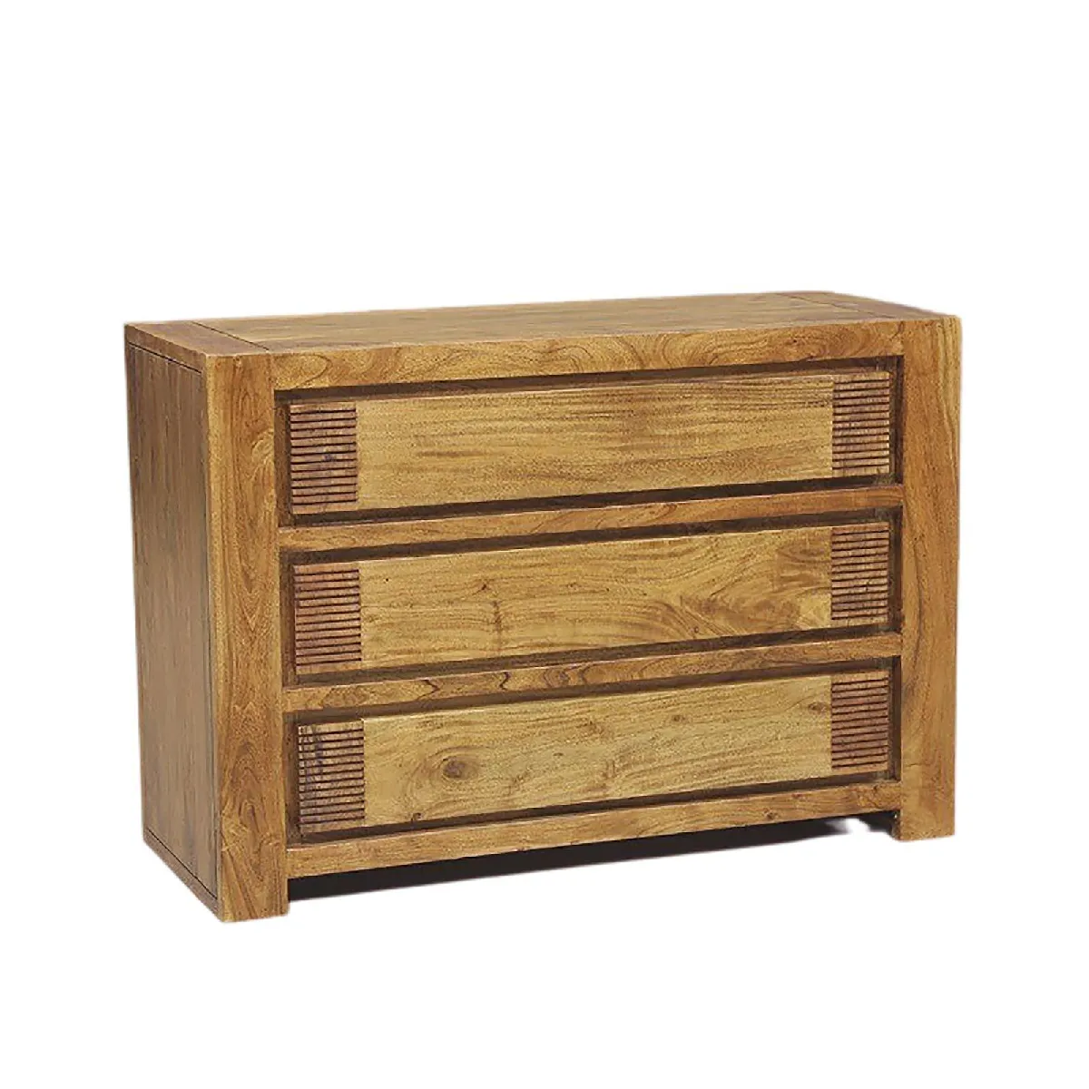 Commode bois strié 3T - Acacia Verone