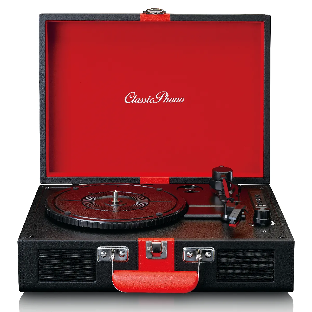 Platine vinyle Bluetooth® avec haut-parleurs intégrés TT-110BKRD Rouge-Noir